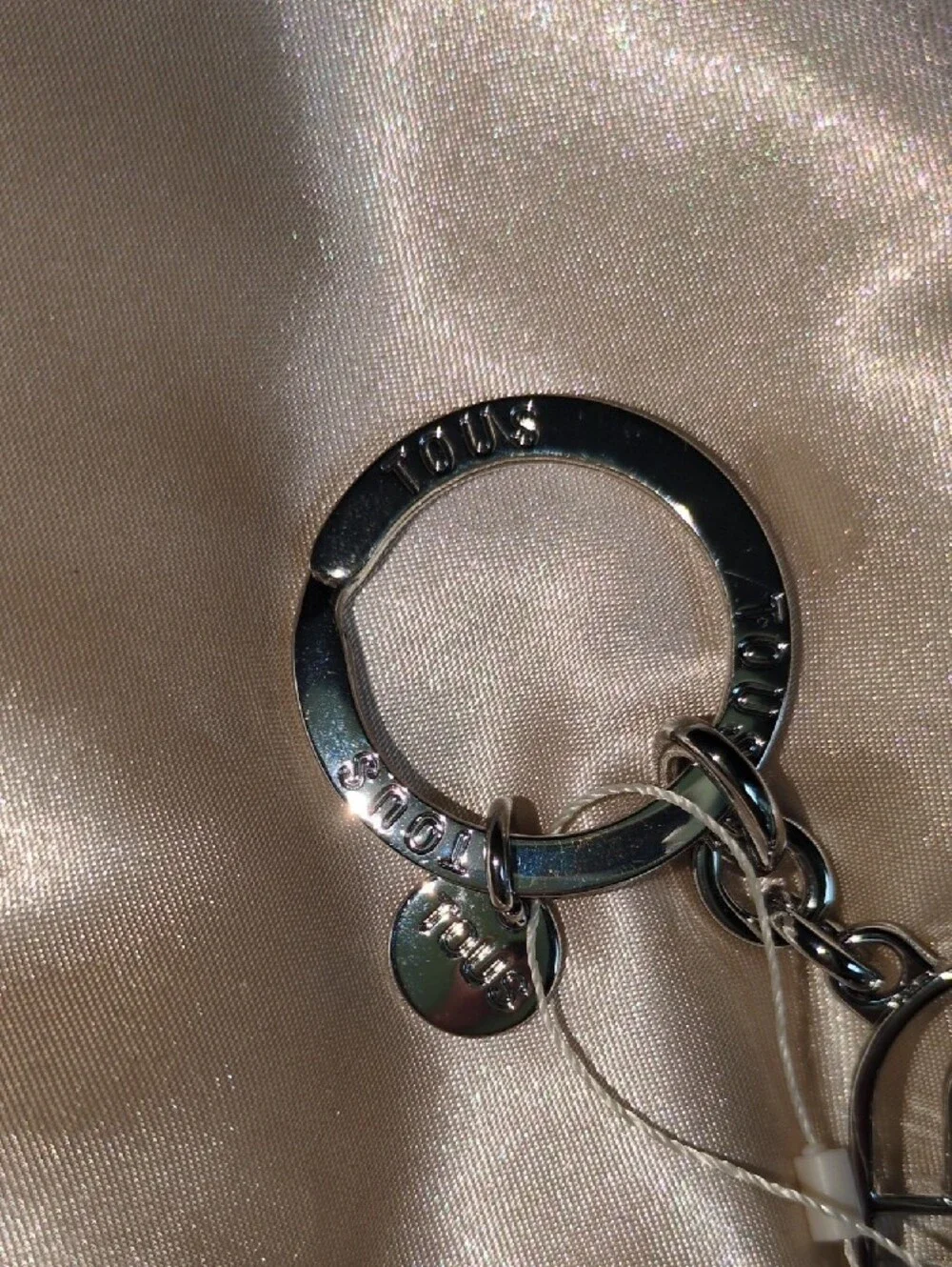 TOUS Silver Tone Logo Keyring with Tag